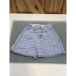 Vintage Lee Girl's Denim & Pink Striped Shorts 90s Size 6X 100% Cotton